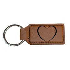 Keychain - Rectangle - Heart - Leather