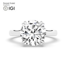Round Diamond Engagement Ring 18k White Gold Labgrown 5 Ct Solitaire