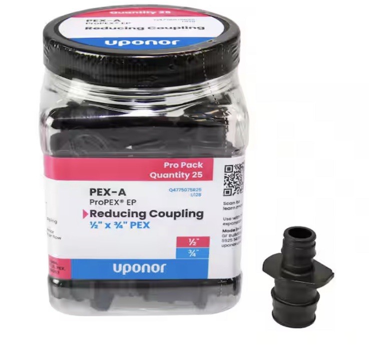 25 Pack Uponor ProPEX 1/2 in. x 3/4 in. PEX-A Expansion Barb Engineered Coupling