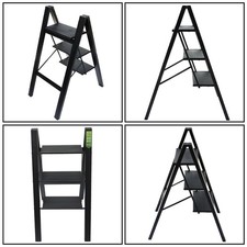 3 Step Ladder Folding Step Stool w/ Wide Anti-Slip Pedal Aluminum 330lb