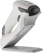 1D 2D Bluetooth Barcode Scanner w/ USB Cradle Wall-Mount Hands-Free White
