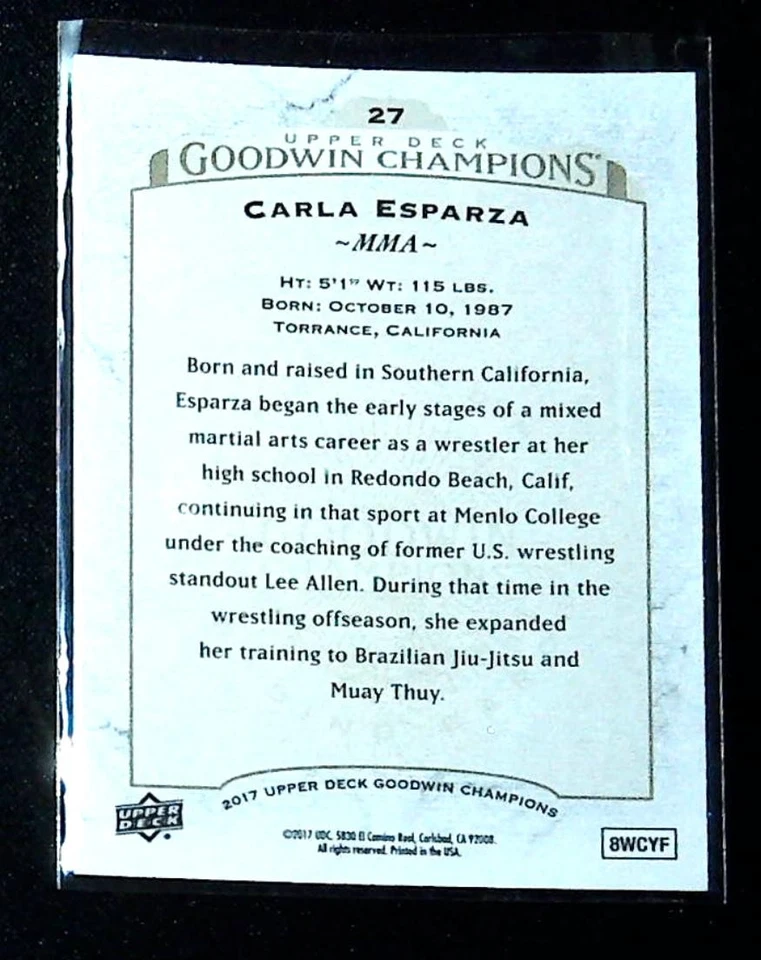 2017 Upper Deck Goodwin Champions #27 Carla Esparza - Image 2 of 2