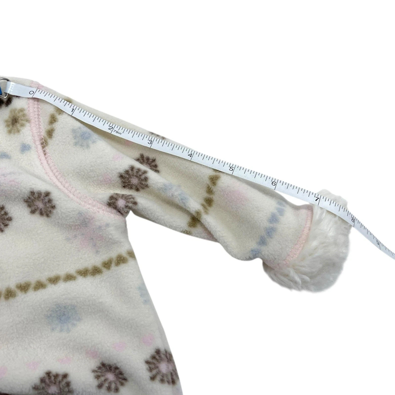 VETEMENTS Giacca Koala bambino 3 6 mesi beige polsini pelliccia Fuax stampa fiocco di neve felpa con cappuccio