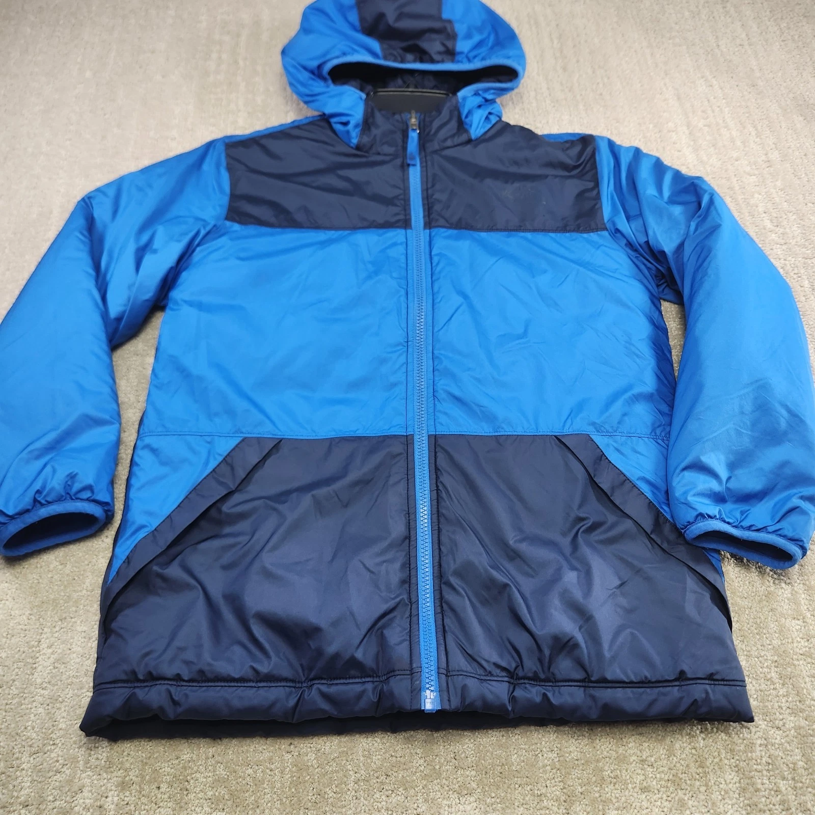 North Face Jacket Boys Large Youth True False Reversible Fleece Hooded Puffer