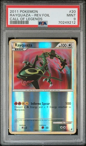 2011 POKEMON CALL OF LEGENDS #20 RAYQUAZA-REVERSE FOIL PSA 9