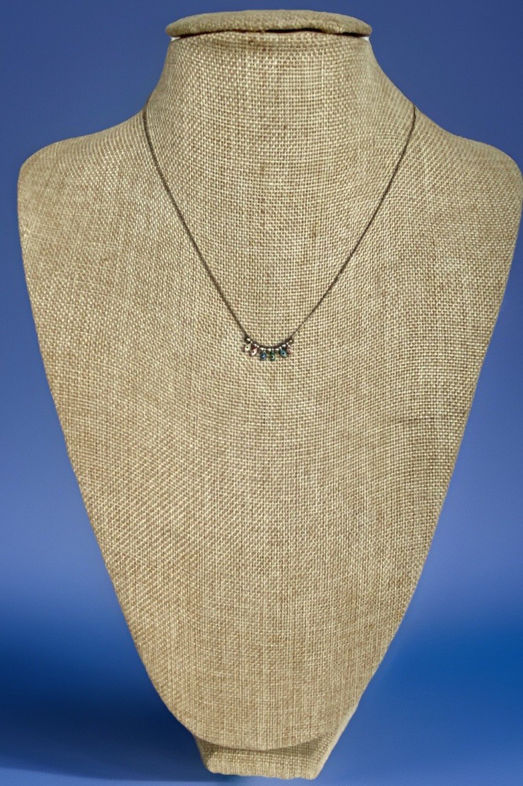 Adjustable Sterling Silver Necklace, Tiny Rainbow… - image 2