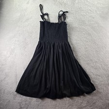 Sundress Womens XL Black Smocked Tie Strap Fit & Flare Ruffle Short Summer