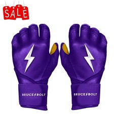 Bruce Bolt Bruce Bolt Men's Long Cuff Gold Palm Batting Gloves - Purple Color