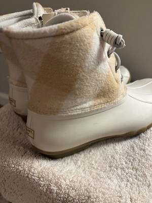 Sperry Saltwater Buffalo Check Duck Boot Shoes Wool Shaft SZ 10 NEW Waterproof