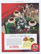 1950 A&P Coffee Christmas Theme Print Ad