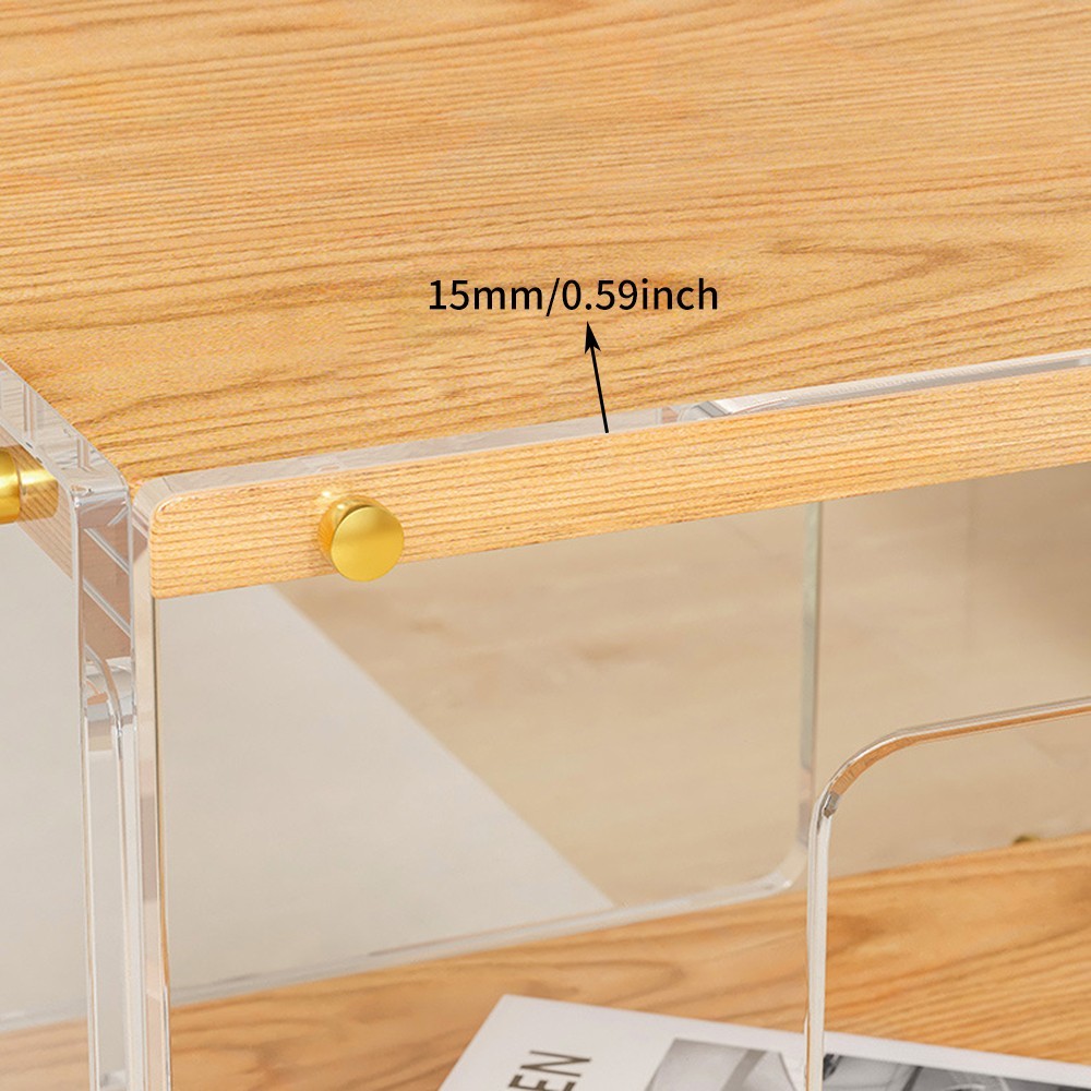 New 3-Tier Premium Wood & Acrylic Display Cabinet with Dust-Proof Cover US