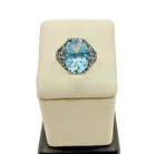 Vintage 925 Sterling Silver & Blue Topaz Oval Ring - Size 7