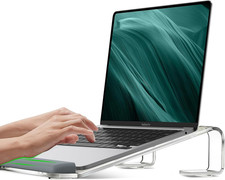 Clear Acrylic Laptop Stand for Desk, with Wrist Rest, Ergonomic Detachable Mount