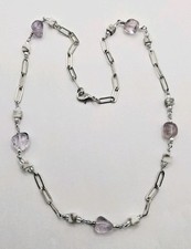 Collana in acciaio con pietre ametista naturale, howlite ed ematite argentata