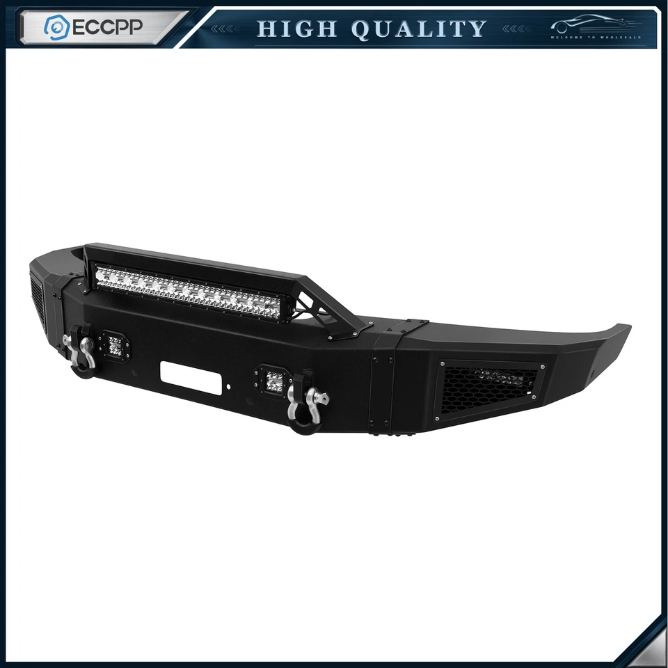 For 2017-2019 Ford F250 F350 F450 Front Rear Bumper W/ Winch Plate&LED Spotlight Foto 3 de 4