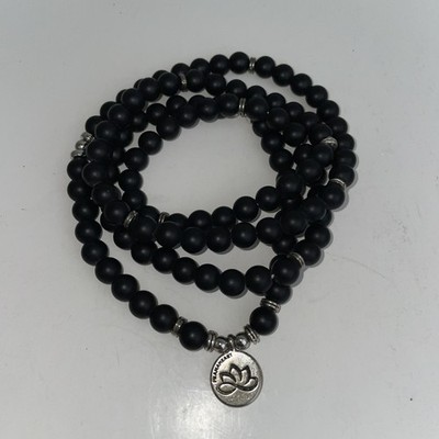  Black Onyx 108 Mala Beads Stone Healing Inspirational Balancing Calm Bracelet