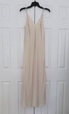 VTG Calvin Klein 100% Silk Champagne Maxi Slip Dress Romantic Quiet Luxury Party