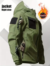 Men's Stylish Multi-Pocket Fleece-Lined Windproof Jacket - Durable Polyester