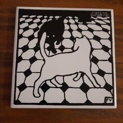 1994 Metropolitan Museum Felix Vallotton FV Two Cats Silhouette Art Tile Trivet