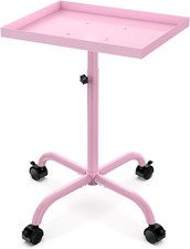 Salon Tray Cart Tattoo Tray Rolling Tray Adjustable Height Pink Storage Tray