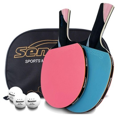 Tischtennisschläger Set Holz Kunststoff 2 Spieler Bälle für Freizeit Sport