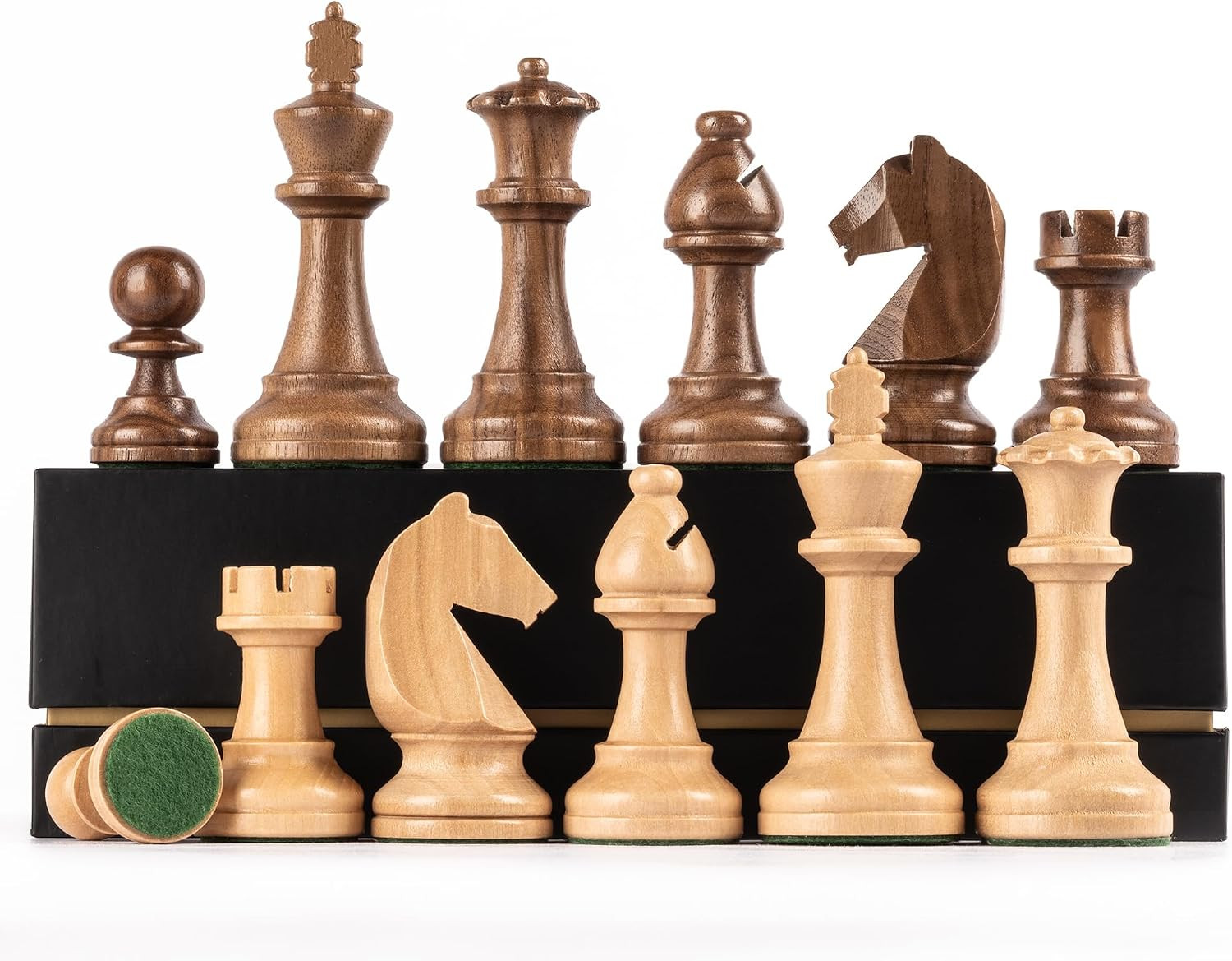 Premium Triple Weighted Staunton Wooden Chess Pieces W/ 2 Extra Queen - King Hei