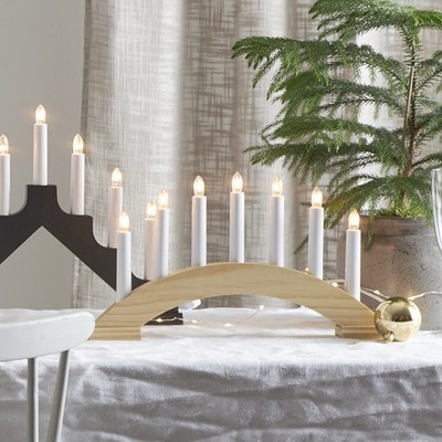 Lichterbogen Fensterleuchter Bea 7flammig Holz L: 39cm, H: 22cm Schalter natur