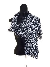 Black/White Print Oblong Scarf 1050-A.. NEW..64x13