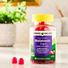 Spring Valley Melatonin Dietary Supplement Gummies, Strawberry, 5 mg, 60 Count