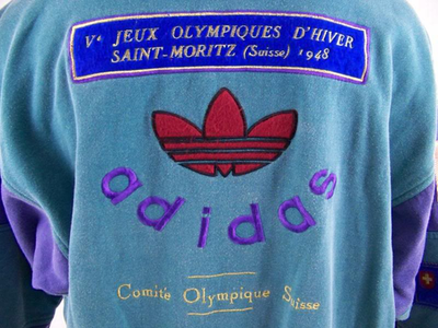 ADIDAS ORIGINAL VINTAGE RARE OLYMPIC 1948 ST. MORITZ SWITZERLAND