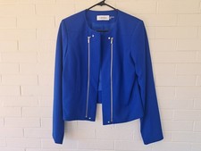 Calvin Klein Women's Blue Double Zip Open Blazer Blue Size 8