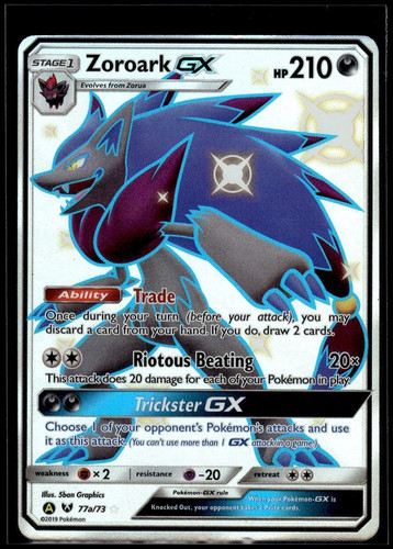Pokemon Zoroark-Gx Holofoil 77a Shining Legends Rare Ultra