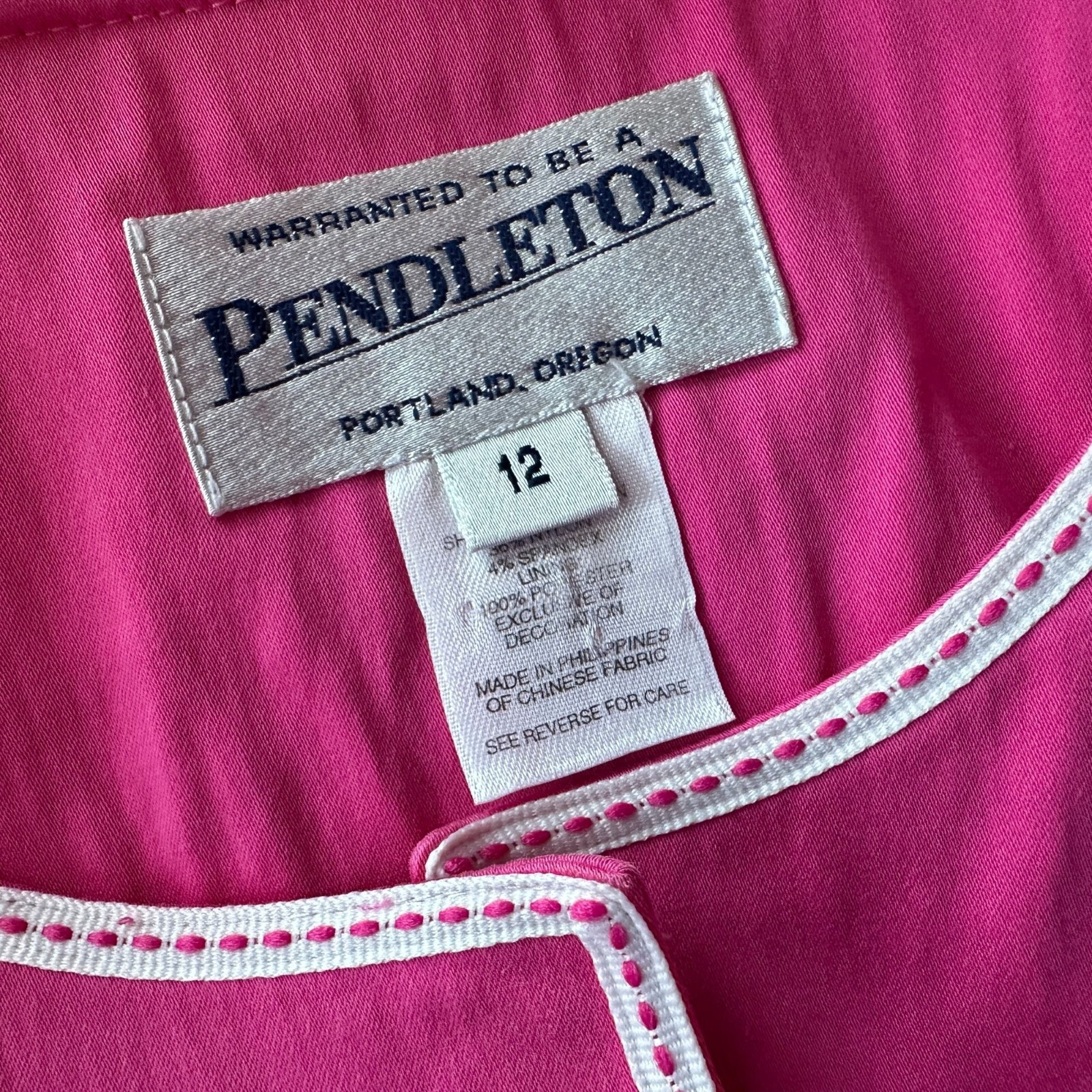 Pendleton Pink Button Long Sleeve Jacket Womens 12 - image 5