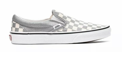 vans checkerboard silver