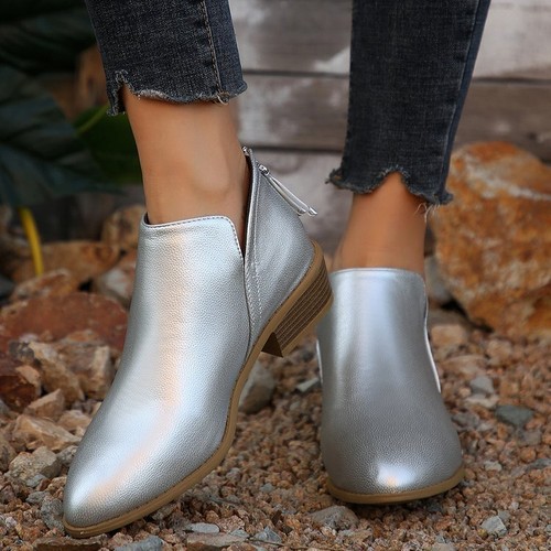 Ladies Ankle Chelsea Boots Womens Block Chunky Heels Flats Shoes Casual Size