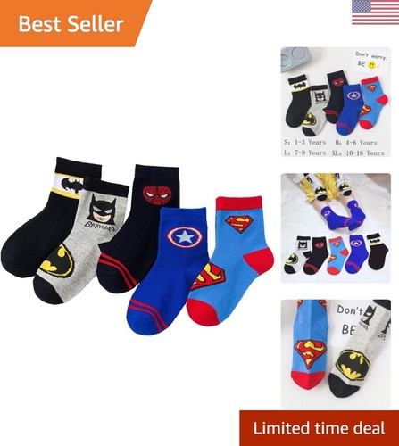5 Pairs Superhero Children Socks - Avengers, Cotton Socks, Bed Socks - Picture 1 of 8