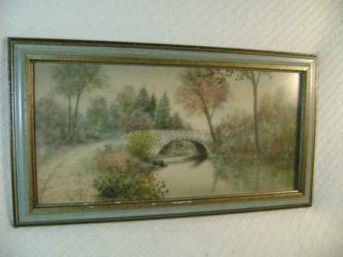 VINTAGE GELISTETER KÜNSTLER ERNST ZIMMERMAN ? AQUARELL GEMÄLDE STEINBRÜCKE  - Bild 1 von 2