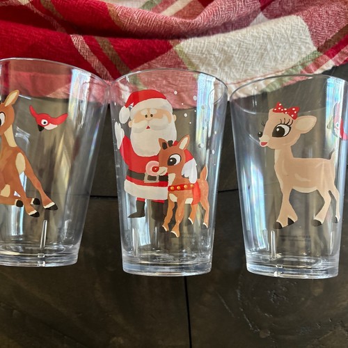 Disney Pottery Barn holiday Rudolph Reindeer Santa Christmas party CUP Set 4 oo - Picture 11 of 24