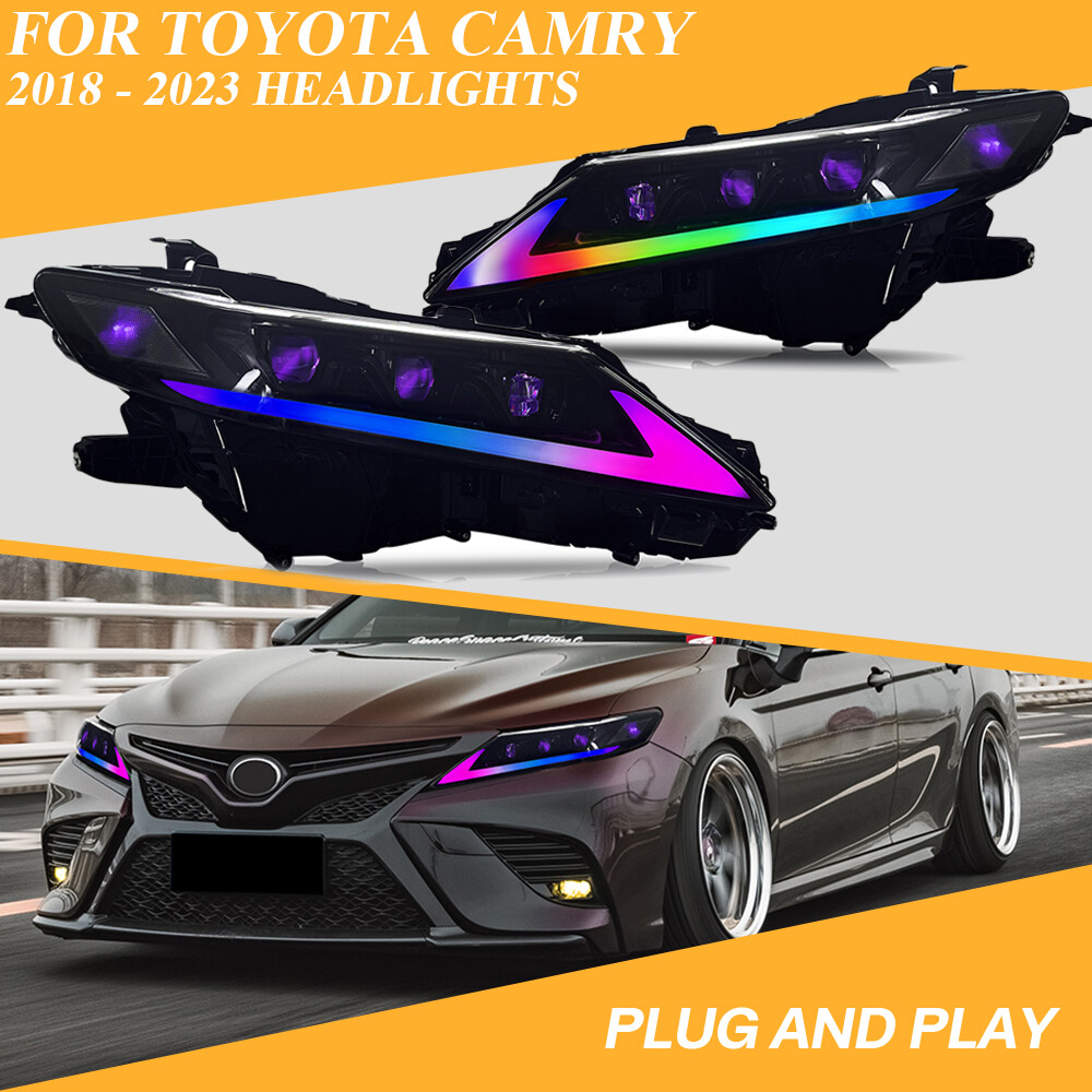 Triple Beam RGB LED Headlight For Toyota Camry 2018-2024 Head Lamp