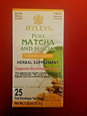 HYLEYS  PURE MATCHA & SENCHA TURMERIC FLAVOR SUPPORTS IMMUNE SYSTEM