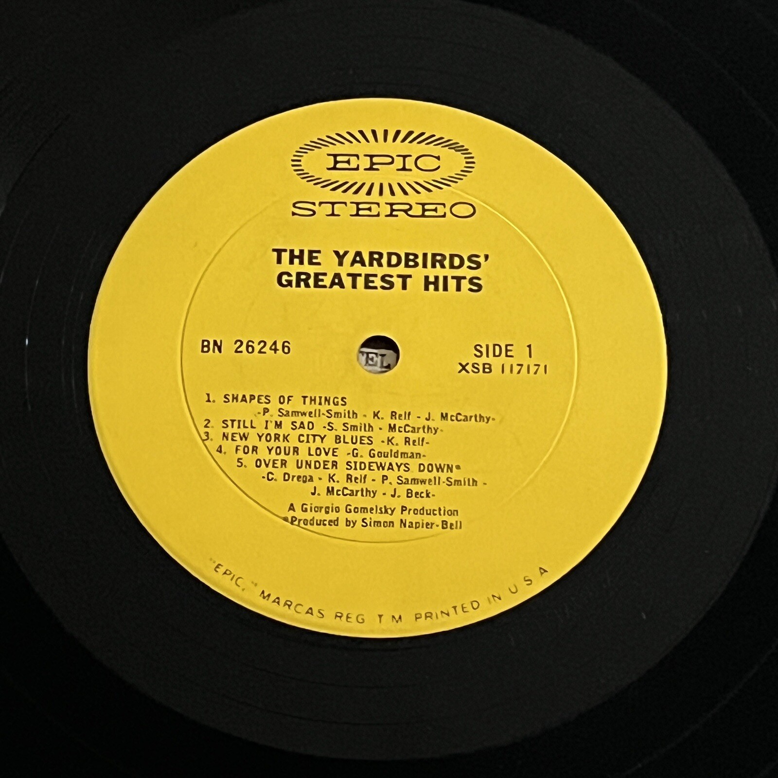 The Yardbirds ‎ The Yardbirds' Greatest Hits Epic ‎ BN 26246 Pitman