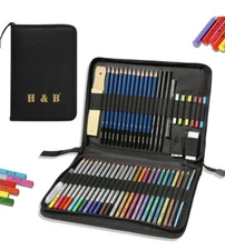 H & B 51-Piece Drawing Art Pencils, 51PCS Drawing & Art Supplies Kit for Kids, C