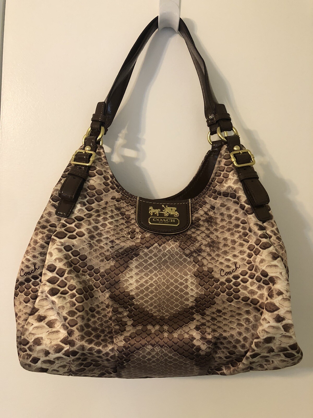 Coach Women's Python Print Maggie mult-section pu… - image 1