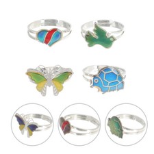 4pcs Mood Rings Color Change Ring Animal Rings Finger Ring Decor for Women Kids
