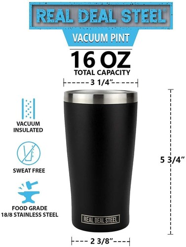 Stainless Steel Insulated Beer Tumblers - 4 Pack - Double Wall Vacuum Pint Glass - Picture 2 of 16