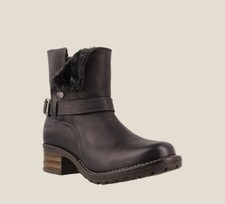 New 250 Taos Combo Black Leather Buckle Ankle Side Zip Boots Women 36 US 5 5.5