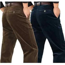 Pantalones Holgados De Pana Para Hombres De Mediana Edad Moda Casuales Negocios