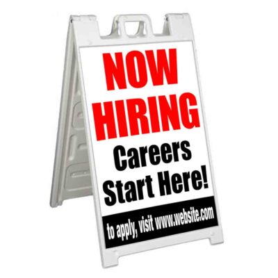 CUSTOMIZABLE NOW HIRING Signicade 24x36 Aframe Sidewalk Sign Banner Decal JOBS