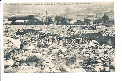 Inondations a st-maurice (Wallis) 17 Julliet 1910 Vintage Postkarte S001