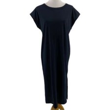 Everlane Black The Luxe Cotton Side-Slit Tee Maxi Dress
